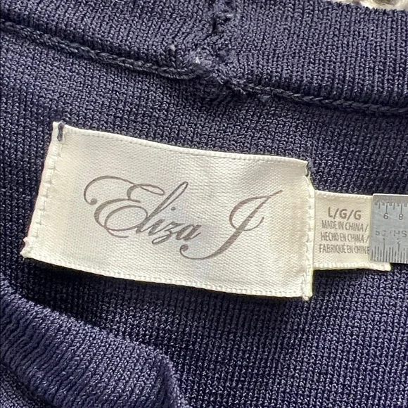 Eliza J Midnight Blue Ruffle Neck Fit Flare Ballet Cocktail Party Dress - Size L - Picture 4 of 9